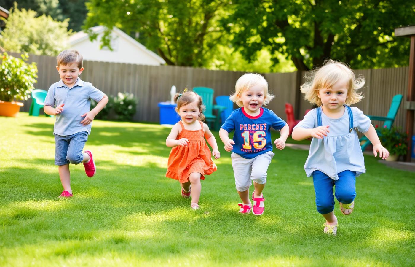 Children playing in Park Plaza Daycare's outdoor backyard